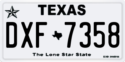 TX license plate DXF7358
