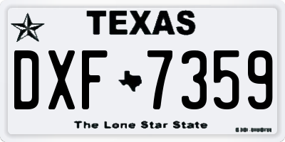 TX license plate DXF7359
