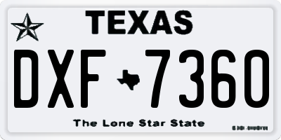 TX license plate DXF7360