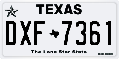 TX license plate DXF7361