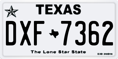 TX license plate DXF7362