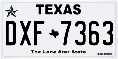 TX license plate DXF7363