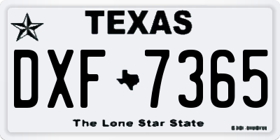 TX license plate DXF7365