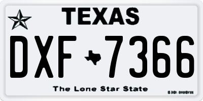TX license plate DXF7366