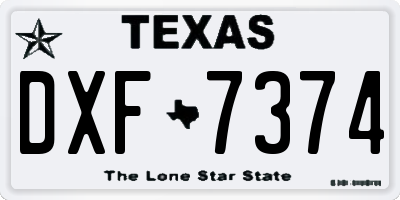TX license plate DXF7374