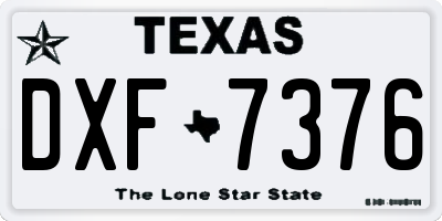 TX license plate DXF7376