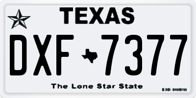 TX license plate DXF7377