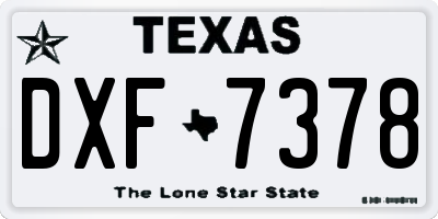 TX license plate DXF7378