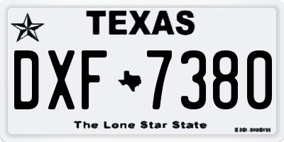 TX license plate DXF7380