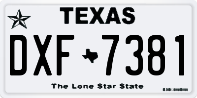 TX license plate DXF7381