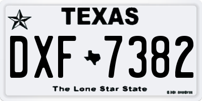 TX license plate DXF7382