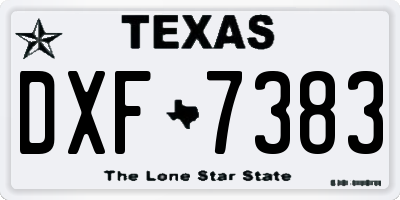TX license plate DXF7383