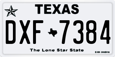 TX license plate DXF7384