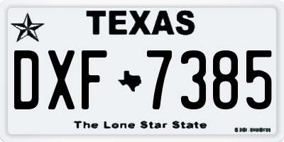 TX license plate DXF7385