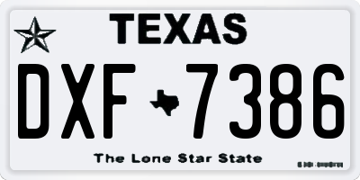 TX license plate DXF7386