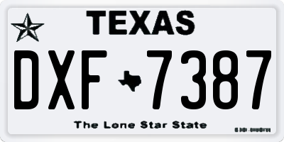 TX license plate DXF7387