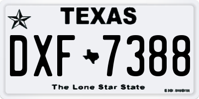 TX license plate DXF7388