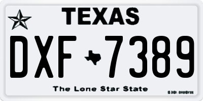 TX license plate DXF7389