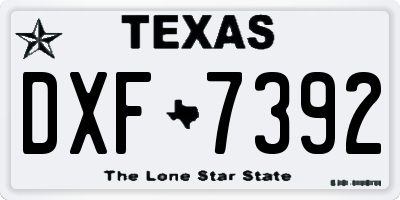 TX license plate DXF7392