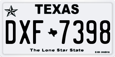 TX license plate DXF7398
