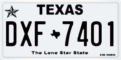 TX license plate DXF7401