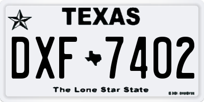 TX license plate DXF7402