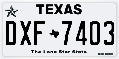 TX license plate DXF7403