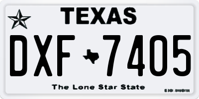 TX license plate DXF7405