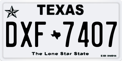 TX license plate DXF7407