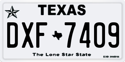 TX license plate DXF7409