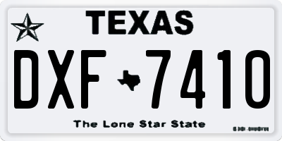 TX license plate DXF7410