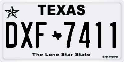 TX license plate DXF7411