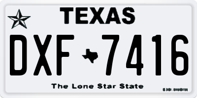 TX license plate DXF7416