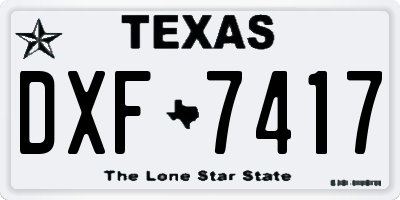 TX license plate DXF7417