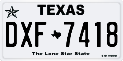TX license plate DXF7418
