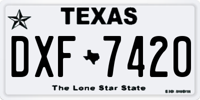 TX license plate DXF7420