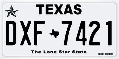 TX license plate DXF7421