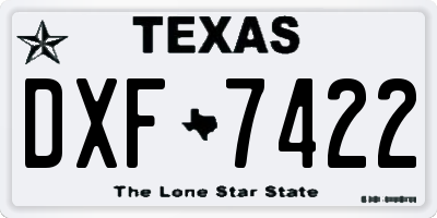 TX license plate DXF7422