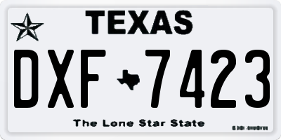 TX license plate DXF7423
