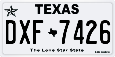 TX license plate DXF7426