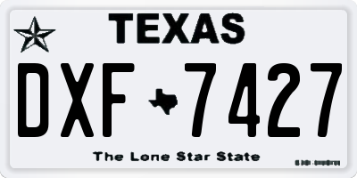 TX license plate DXF7427