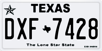 TX license plate DXF7428