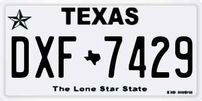 TX license plate DXF7429