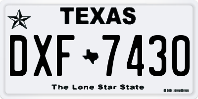 TX license plate DXF7430