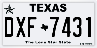 TX license plate DXF7431
