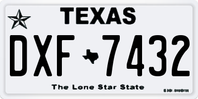 TX license plate DXF7432