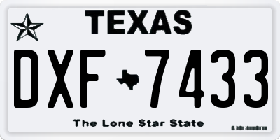 TX license plate DXF7433