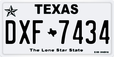 TX license plate DXF7434