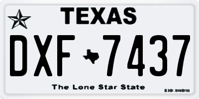 TX license plate DXF7437