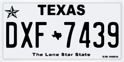 TX license plate DXF7439